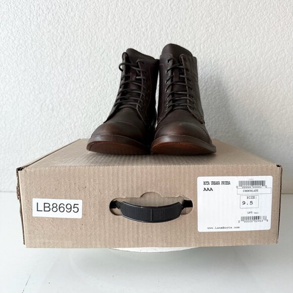 NEW Lane Mens Brown Ankle Boots Size 9.5 Lace-up Casual Genuine Leather Sole - Picture 11 of 12